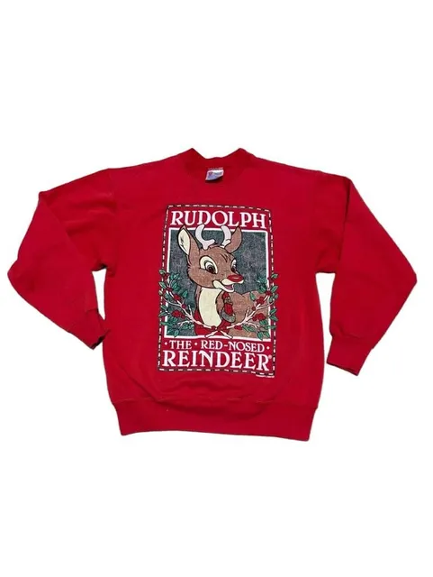 Vintage Rudolph the Red-Nosed Reindeer Christmas Sweatshirt Red