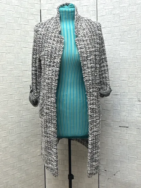 Odyssey & Parker Black White Tweed Cardigan Coat Size S