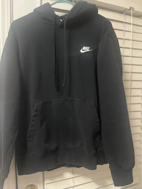 Nike Hoodie Size L Black Embroidered Swoosh Pullover