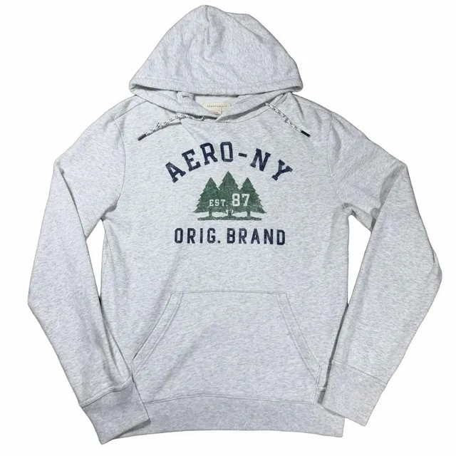 Aeropostale Hoodie Size S Gray Pullover Graphic Sweatshirt