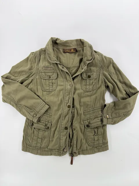 Lyle & Scott Women M Olive Green Military Utility Field Jacket Made In Scotland