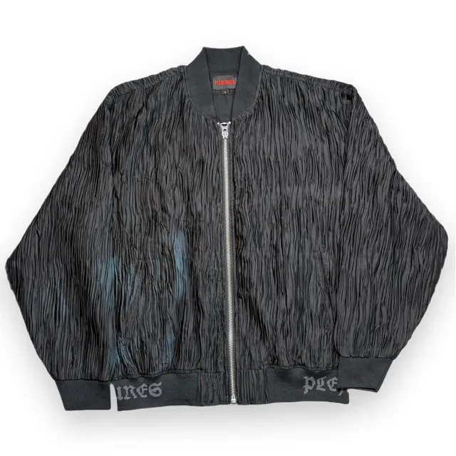 Pleasures Black Pleated Bomber Jacket Size L