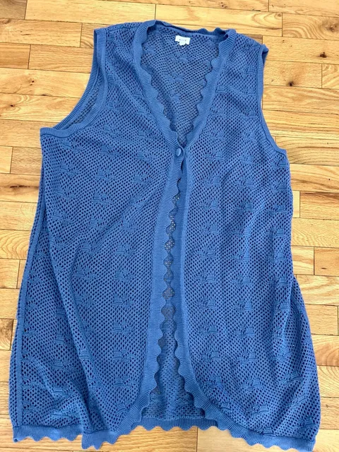 Aerie Blue Crochet Knit Sleeveless Cardigan M/M
