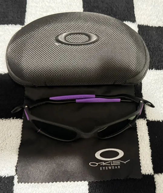 Oakley Hatchet Sunglasses 56-22 Black Purple Vintage 90s with Case