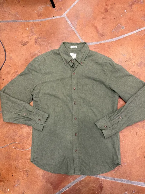 NWT J.Crew Slim Untucked Brushed Twill Long Sleeve Green Flannel Shirt