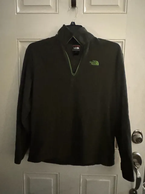 The North Face Fleece Pullover Jacket Black Green XL