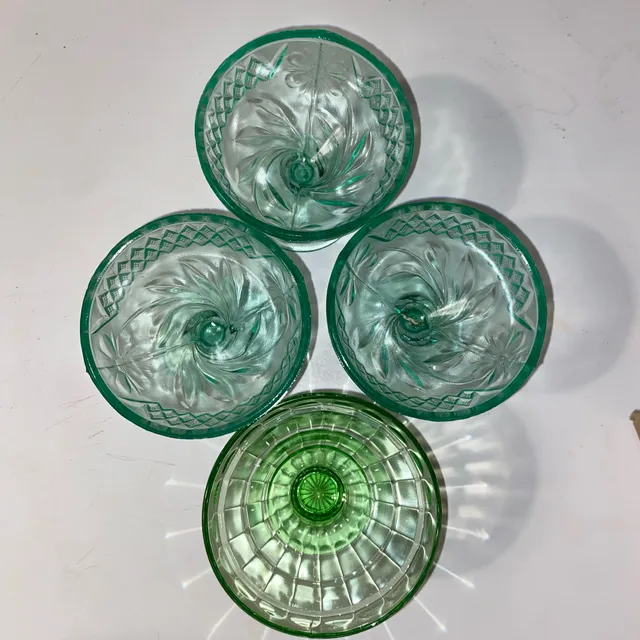 Anchor Hocking Green Depression Glass Sherbet Set of 4