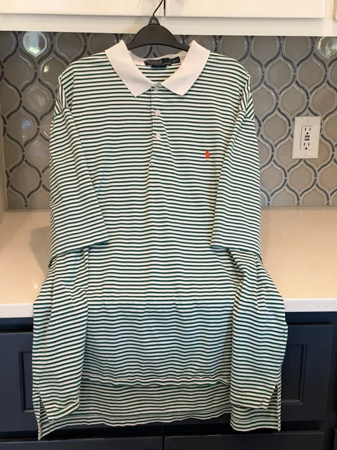 Polo Ralph Lauren Short Sleeve Striped Polo Golf Fit XXL Green White Red Pony