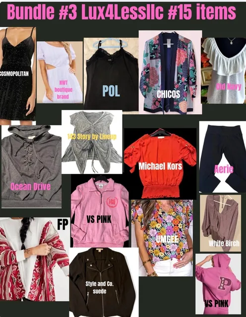 Bundle 3 15 Items Assorted Brands Clothing Lot reseller bundle