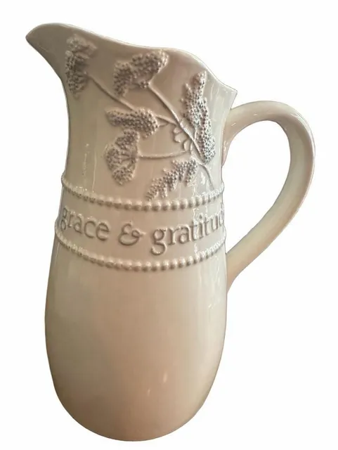 Mary & Martha Grace & Gratitude Queen Anne's Lace 10" Ceramic Pitcher