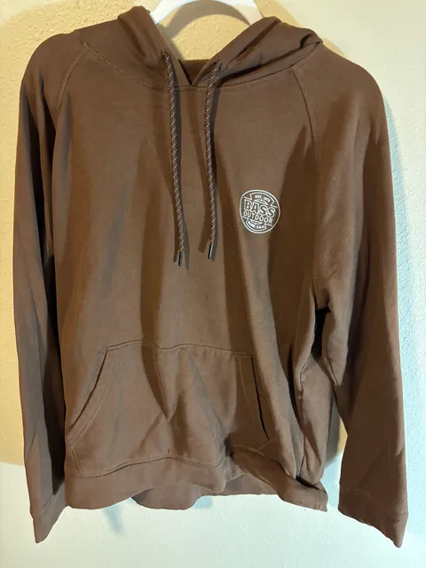 Bass Outdoor Hoodie Size XL Brown Cotton Blend Pullover Logo