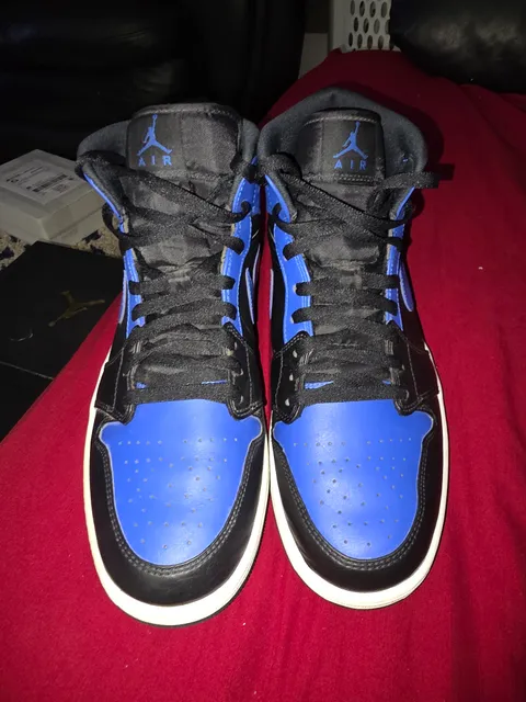 Nike Air Jordan 1 Mid Size 12 Black Hyper Royal Blue
