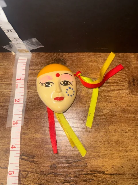 Vintage 1990' Dominican Republic Folk Art Pottery Souvenir Face Mask Mint