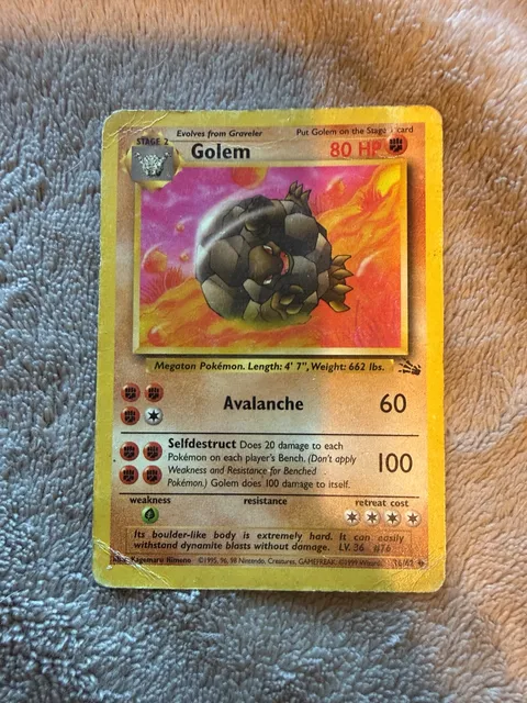 Pokémon Golem 36/62 Fossil Uncommon Vintage Trading Card