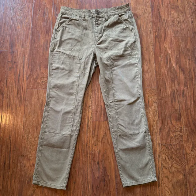REI Co-op Womens 12 Trailsmith Double Knee Utility Canvas Pants Green Khaki