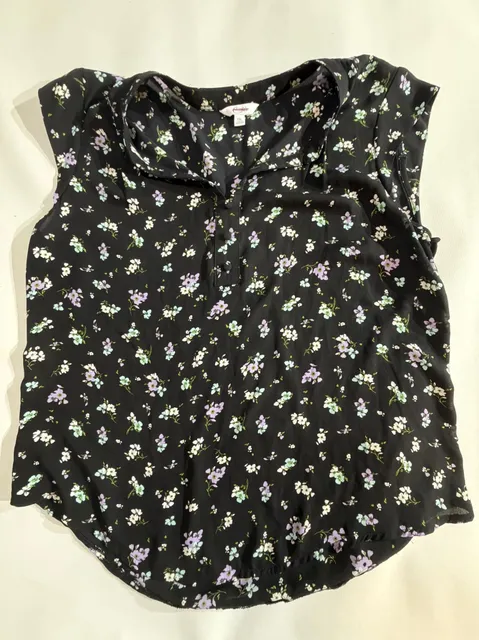 Candie's Black Floral Sleeveless Button Front Top Size XXL