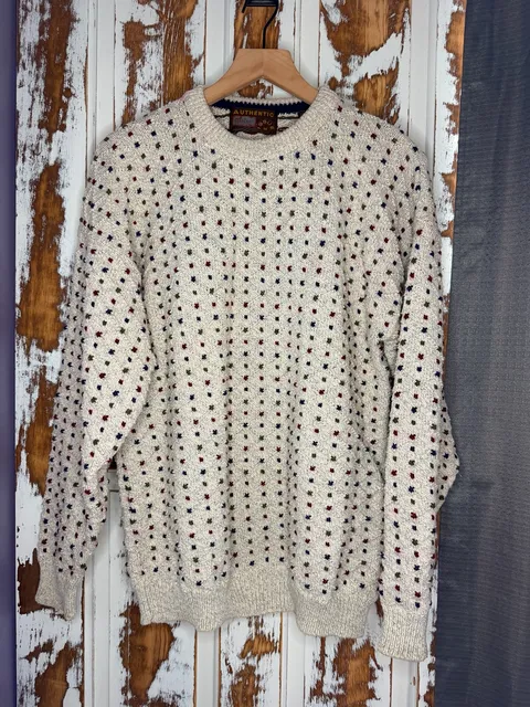 Vintage Mens Authentic Issue Cotton Crewneck Knit Sweater Size L Grandpacore 