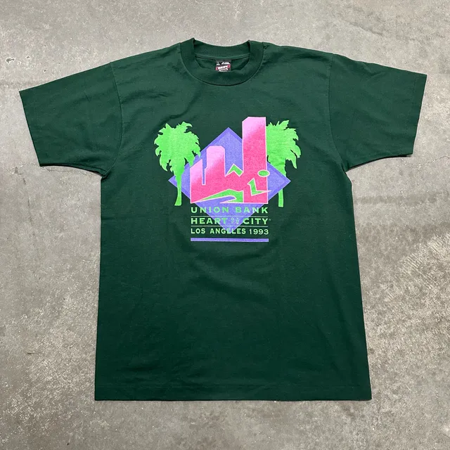 Vintage 1993 Union Bank Heart Of The City Los Angeles Graphic T Shirt USA L