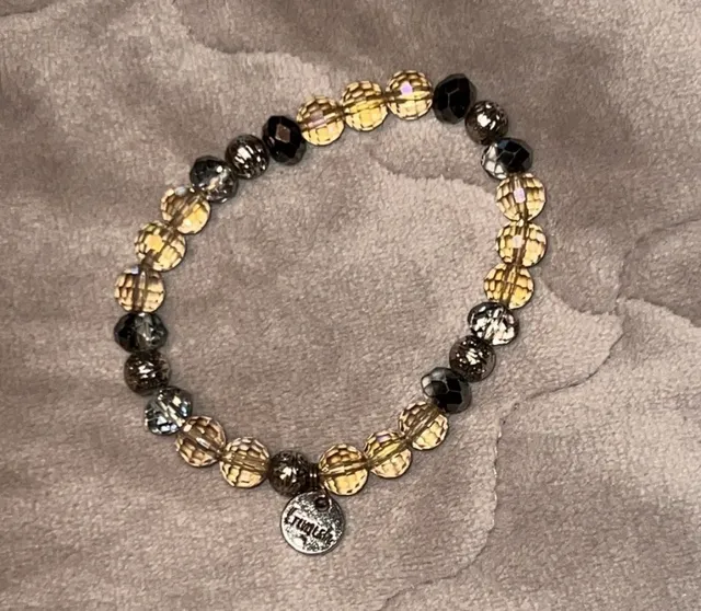 Erimish Beaded Stretch Bracelet Brown Gold
