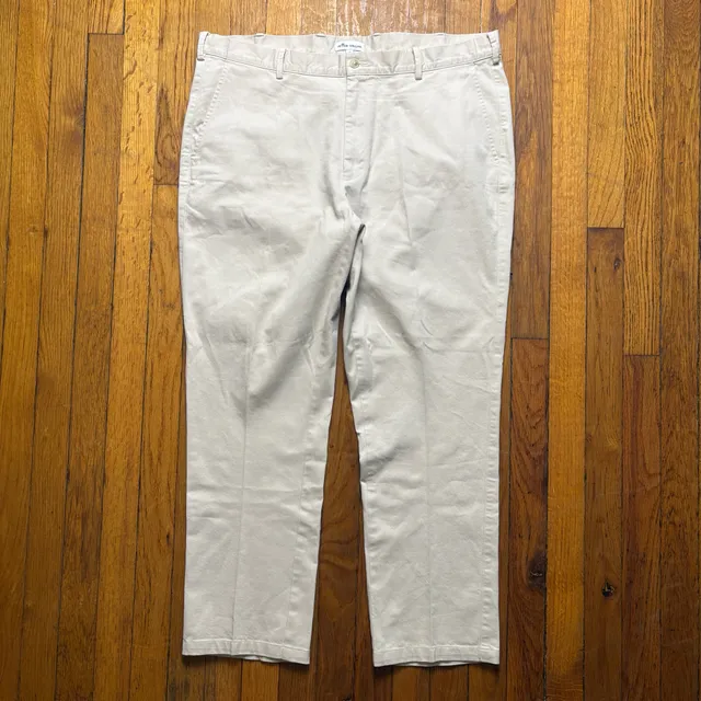 Peter Millar Chino Pants Beige Flat Front Cotton Casual Trousers Size 38X28
