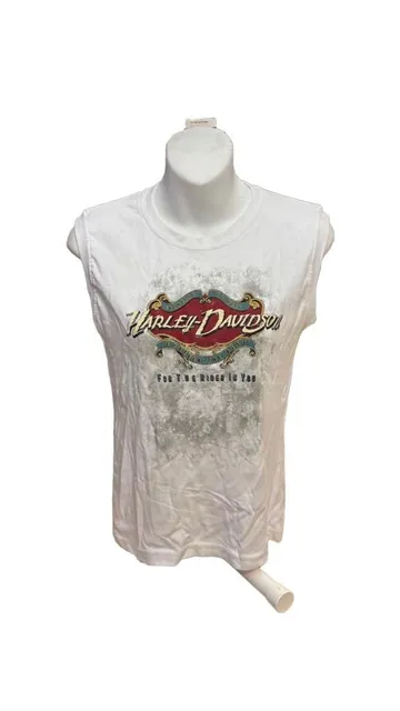 Harley-Davidson Sleeveless Graphic T-Shirt White Bob Dron Oakland CA