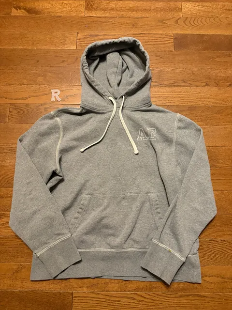 American Eagle Super Soft Hoodie Size M Gray Logo Pullover Sweatshirt