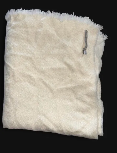 Alicia Adams Alpaca Throw Blanket 100% Baby Alpaca Ivory Fringe