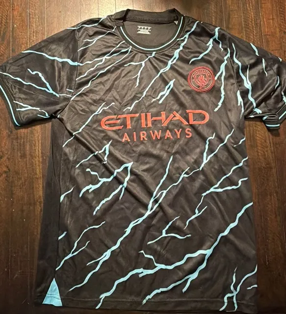 Puma Manchester City 2023 2024 Third Soccer Jersey Size L Black Blue
