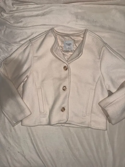 Abercrombie & Fitch Button Jacket Size M Cream Wool Blend