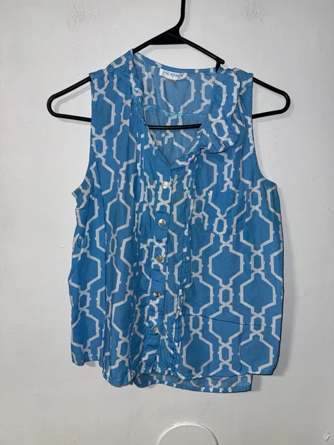 Escapada Button Front Sleeveless Blouse Size M