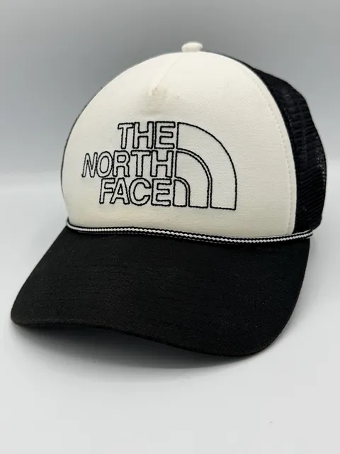 The North Face Trucker Hat Black White Rope Snapback Mesh Logo One Size