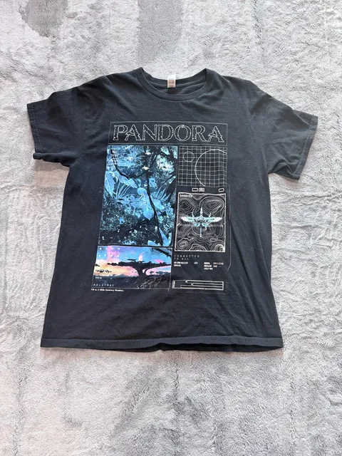 Avatar Pandora Movie Graphic T-Shirt Size M Black Cotton