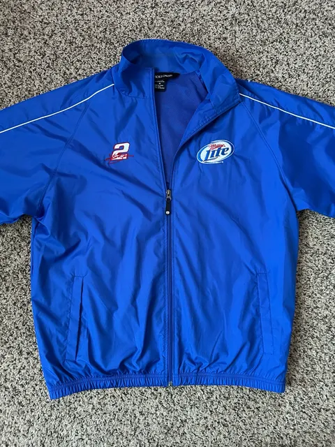 Holloway Miller Lite NASCAR Racing Windbreaker Jacket Size M Blue
