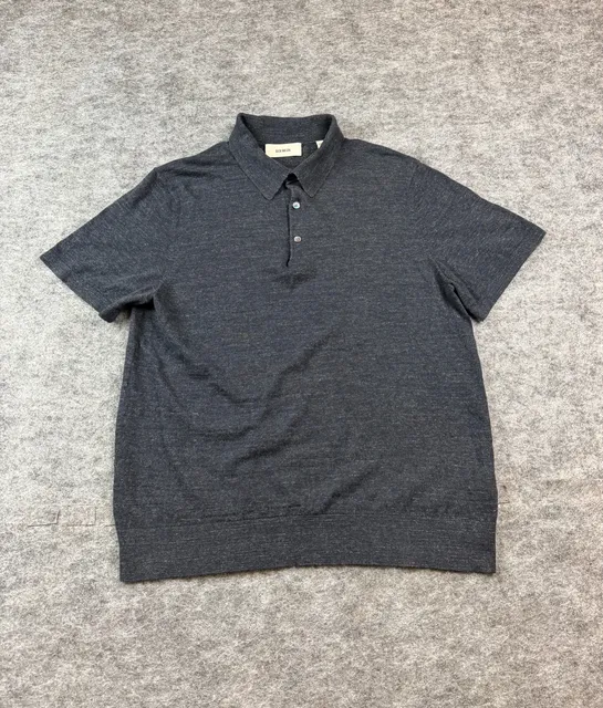 Buck Mason Polo Sweater Size Large Dark Gray Knit Short Sleeve