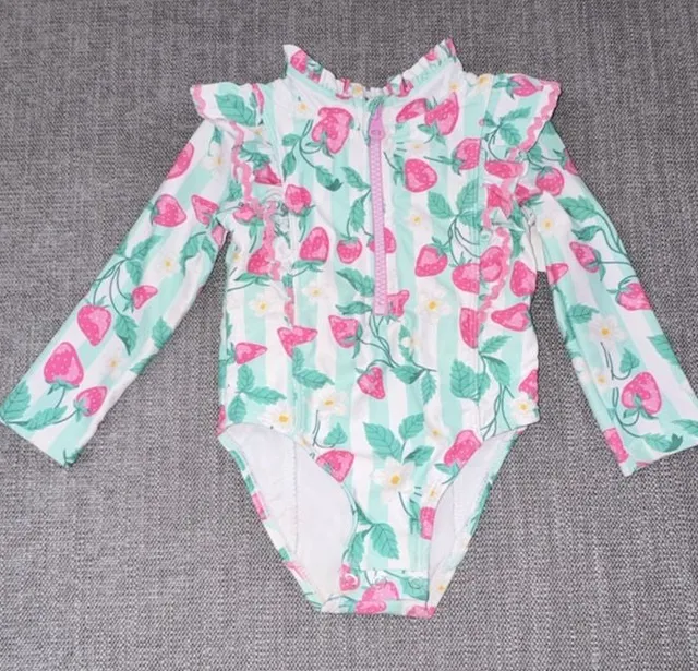 Tommy Bahama Strawberry Long Sleeve Rash Guard Swimsuit 12M