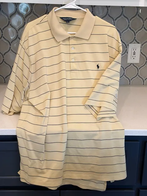 Polo Golf Ralph Lauren Striped Polo Shirt Size XXL Yellow Pima Cotton