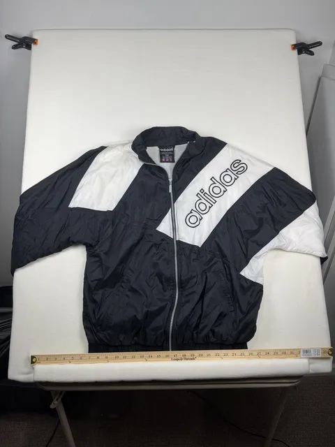 Adidas Windbreaker Jacket Size XL Black White Big Logo 90s Vintage