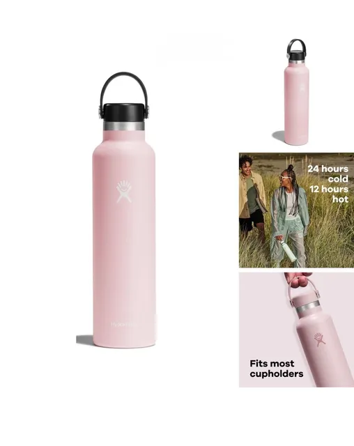 NEW Hydro Flask 24 oz Standard Mouth Stainless Steel Water Bottle, Trillium Pink
