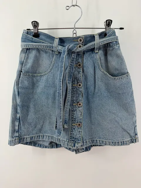 Forewarned Vintage Denim Skort Size 4 Button Front Belted Y2K 90s High Rise