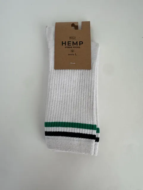 8000Kicks Hemp Stripe Socks Size L White