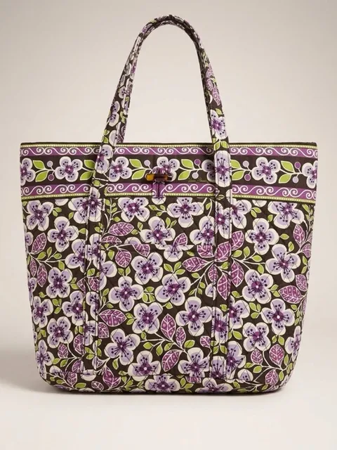 Vera Bradley plum pedal Floral Quilted Tote Bag in Purple and Green