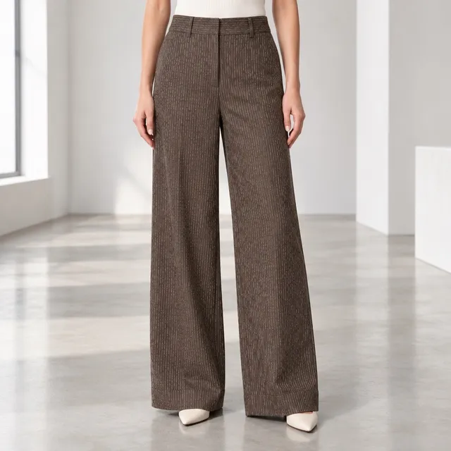 Banana Republic Jackson Fit Pants Size 8 Brown Pinstripe Wide Leg