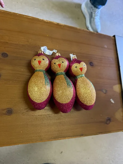 ROMANIA Glitter Bird Christmas Tree Ornaments Set of 3