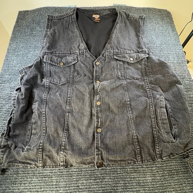 Vance Biker Wear Black Denim Biker Vest