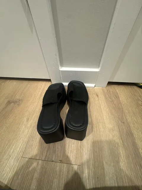 Unbranded Platform Slide Sandals Black Chunky Heel Open Toe Mules
