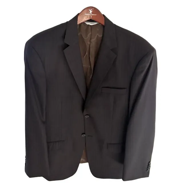 Jhane Barnes Wool Blazer Size 42 Long Black Striped Suit Jacket