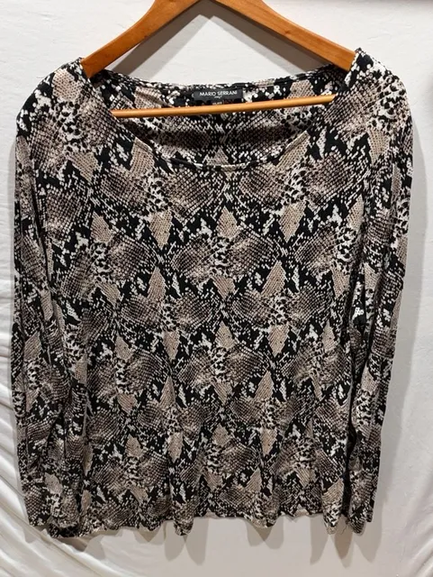 Mario Serrani Snake Print Long Sleeve Top Size XXL