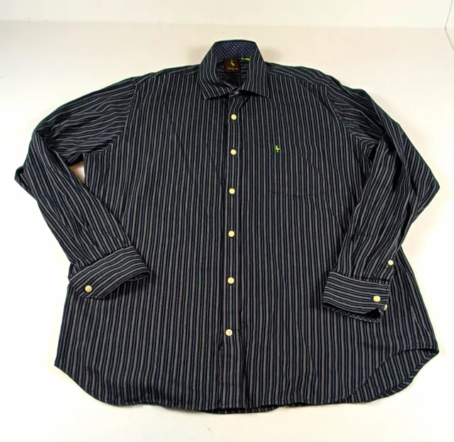 TAILORBYRD Men's Striped 100% Cotton Button-Front Dress Shirt XL 34/35