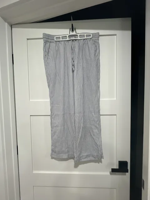 Ann Taylor Factory Striped Linen Blend Pants Blue White