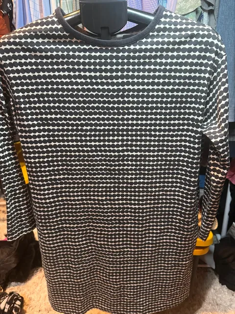 Marimekko x Uniqlo Rasymatto Tunic Dress Size 11-12 Black White Polka Dot